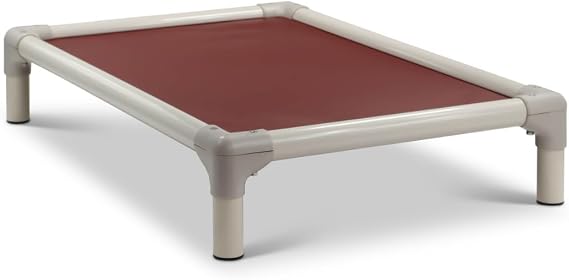 Kuranda Chewproof Elevated Pet Bed - Almond PVC - 30" x 20" - Heavy Duty Vinyl - Burgundy