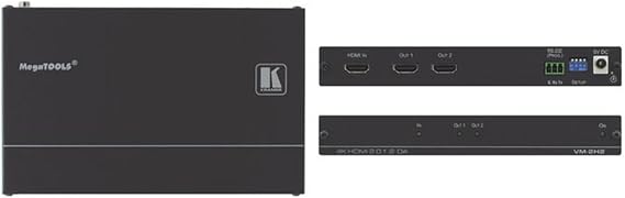 Kramer 10-804080190 VM-2H2 is A 1:2 Distribution Amplifier for UP to 4K HDR, HDMI Signals That COMPL