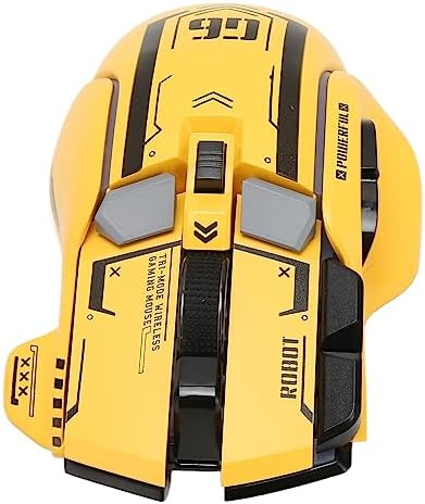 Bluetooth Gaming Mouse, Tri Mode 2.4G Wired Bluetooth, 5 Adjustable DPI, RGB Light, Ergonomic with 10 Programmable Buttons (Yellow)