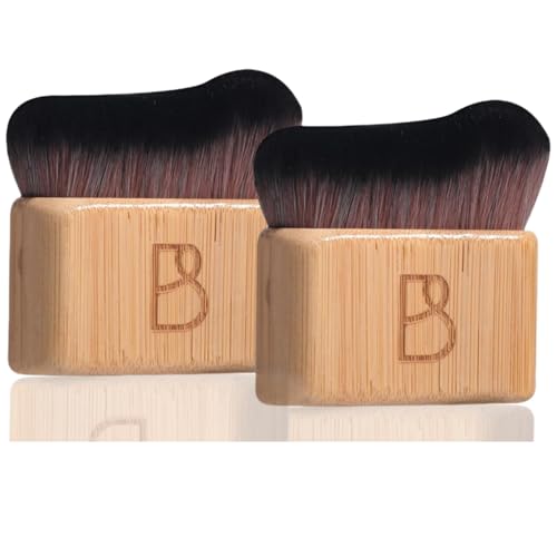BS-MALL Self Tanning Body Brush Makeup Brushes Set of 2 Multi-Purpose Body Brush & Ultra-Soft Synthetic Bristles, Perfect for Face & Body Application & Travel & Daily Use Bamboo