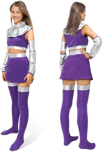 Pigmiss Starfire Costume Halloween Cosplay Princess Outfit Koriandr Sexy Dress Costume Set for Women Purple
