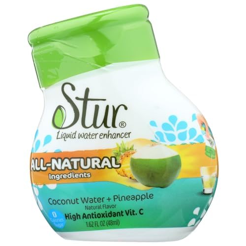 Stur - Coconut Water & Pineapple - Liquid Water Flavoring, 1.62 Ounce Bottles Pack of 3