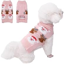 LUBOT NEW Ugly Christmas Sweaters for Puppy Cute Funny Wintertime and Holiday Parties Knitted Pullover Sweater Small Dog Santa&Deer Pink Small