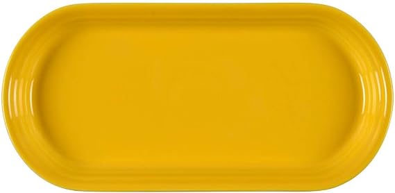 Fiesta Oblong Serving Platter, 12" Durable Ceramic, Lead-Safe, Dishwasher/Microwave/Oven Safe Made in USA Dinnerware - Daffodil