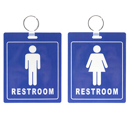 2 Pack - Restroom Pass Keychains 1 Men  1 Women FlexibleHeavy Duty Bathroom Tag with Key Chain Ring - Large Passes for Mens & Womens Bathrooms w Key Holder - Office, School by Specialist ID