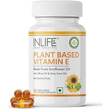 INLIFE Plant Based Natural Vitamin E Oil Supplement for Women & Men30 Vegetarian Capsules