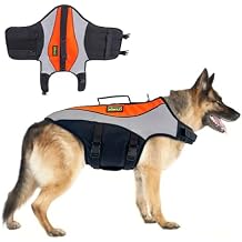 Dog Life Jacket for Swimming & Boating, High Buoyancy Dog Life Vest with Rescue Handle, Reflective Adjustable Dog Flotation Device for Pool, Lake & Kayaking, Secure Fit Pet Swim Vest (XL, Orange)