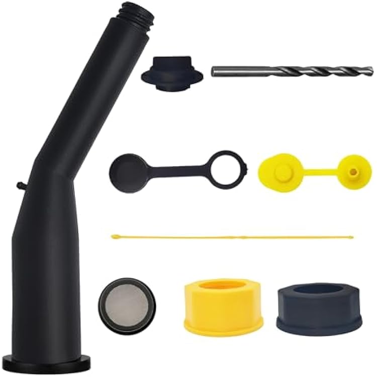 Gas Can Spout Replacement Universal Kit Leakproof Angle Nozzles Gasket Filter Screen Vent Cap Drill Bit for Old Style Gas Can Compatible with Midwest Blitz Gott Rubbermaind Essence Scepter 1 pack