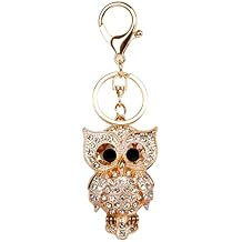 TOPASION Cute Owl Rhinestone Keychain for Women Animal Key Chain Ring Charms for Purses