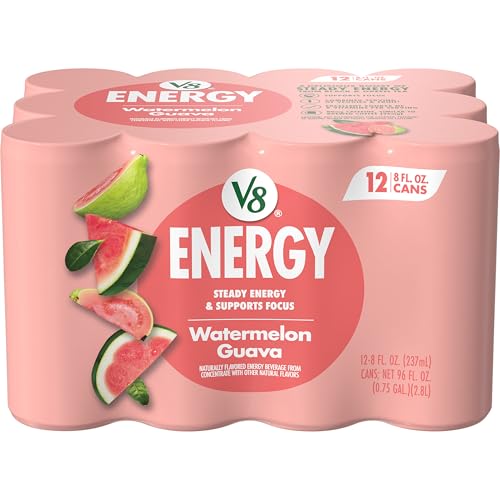 V8 Energy Watermelon Guava Energy Drink, 8 fl oz Can 12 Pack
