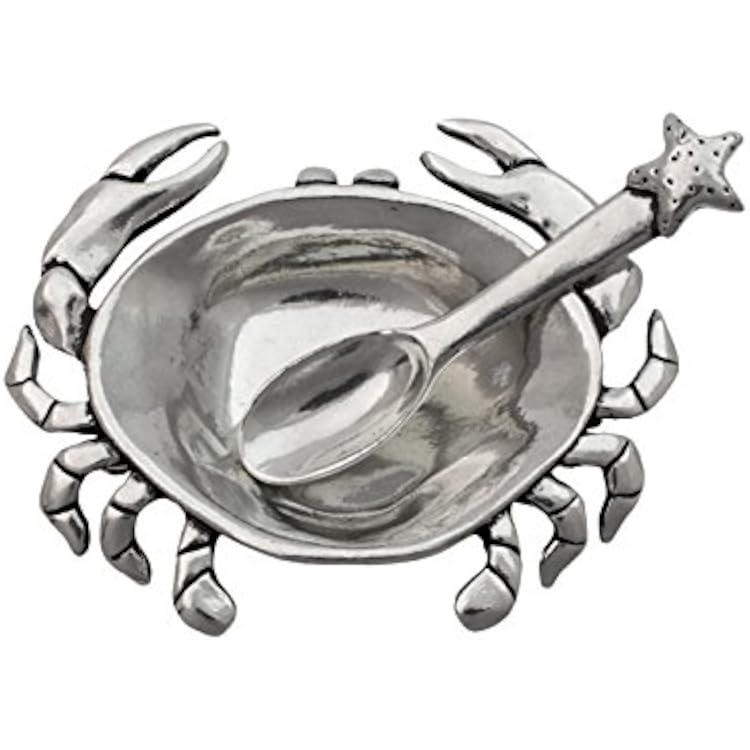 Basic Spirit Crab Salt Cellar with Spoon Pewter