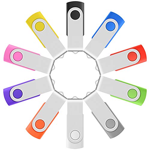 Professional 10-Pack of Enfain 16GB Multicolor USB Flash Drives - Swivel Memory Sticks for Effortless Data Storage and Sharing Offline