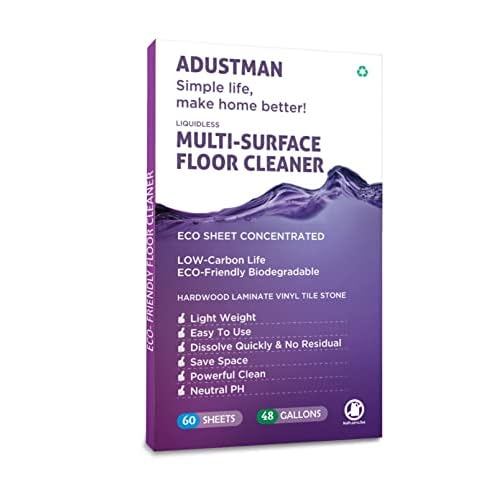 Eco Friendly Floor Cleaner Concentrated Biodegradable Cruelty-Free Hard-Surface Hardwood Laminate Vinyl LVT LVP Marble,Plastic Free Light-weight Refill Lavender 60 Sheets Perfect for Mop Buckets