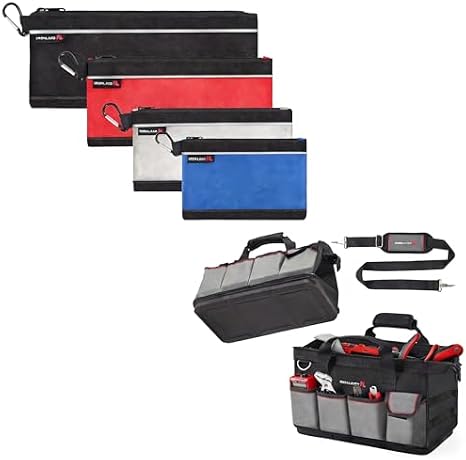 IRONLAND Small Tool Pouches with Zipper and Hard & Sturdy Bottom Tool Bag Organizer 16.5 Inch for Men