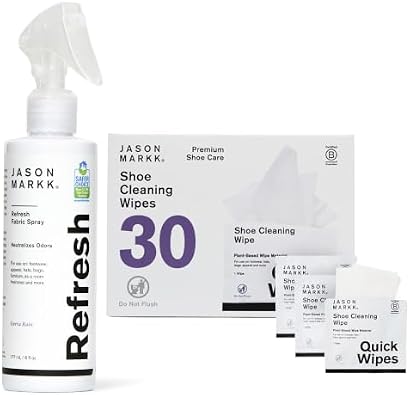 Jason Markk Quick Wipes & Refresh Spray Bundle, 30-Pack of Wipes & Shoe Deodorizer, Sneaker Care, Ideal for Footwear, Safe for Leather, Suede, Nubuck, Cotton, Knits