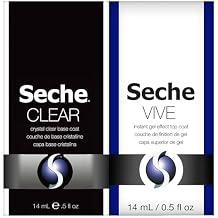 Seche Clear Vive Base and Gel Top Coat Duo Pack - Nail Strengthening Long-Lasting High Shine Nail Polish Manicure Set, 14 mL Each