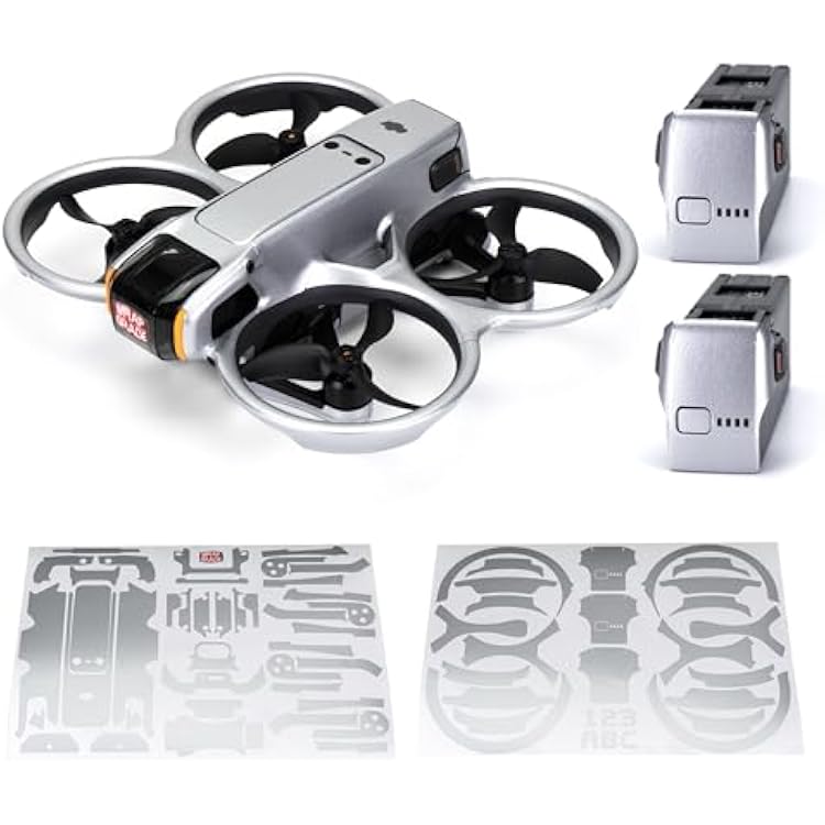 WRAPGRADE Skin Stickers Compatible with DJI Avata 2 Airforce Silver
