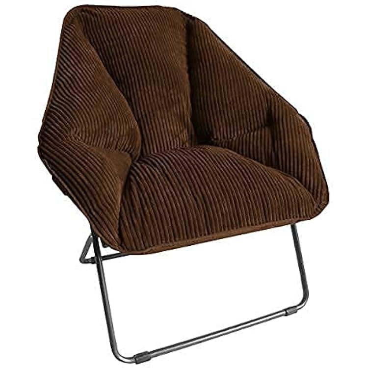 Zenithen Limited Indoor Portable Plush Hexagon Dish Folding Chairs for Dorm, Game, Bedroom, Perfect for Reading, Studying, Relaxing, Journaling and Lounging, Brown Pack of 1