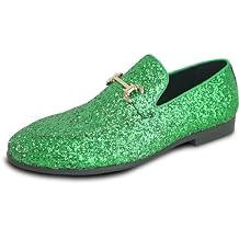 bravo! Men Dress Shoe Prom-2 Slip-on Loafer Metallic Glitter for Wedding Prom Green 11M