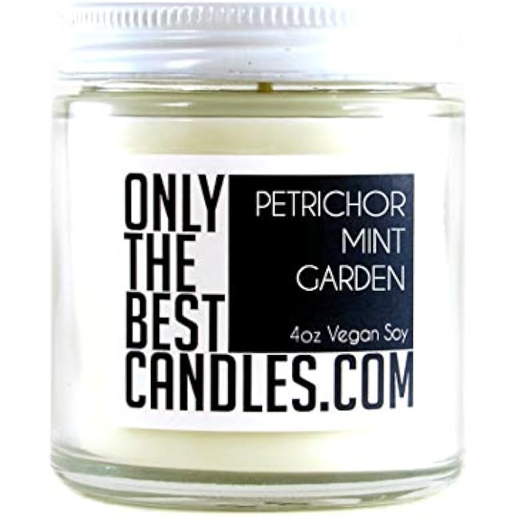 Petrichor Mint and Garden 4oz Candle | Glass Jar 4oz | Vegan Soy Wax | Handmade Small Business | Lasts 40 Hours