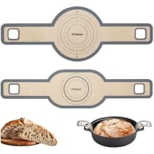 Sourdough Silicone Bread Sling -Oval and Round Non-Stick & Easy Clean Silicone Bread Mat for Dutch Oven. Reusable With Extra Long Handles Silicone Bread baking Supplies tools accessories(Gray)