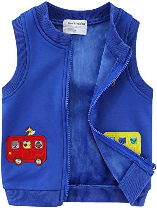 Mud Kingdom Little Boys Fleece Lined Vest Cute Cartoon Patterns Zipper Closure Sleeveless Jacket Thick Warm Outerwear