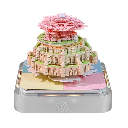 Time Piece Calendar,3D Art Calendar Memo Pad 2026 Creative Desk Calendar with Light,Castle in Sky Tear Away Paper Carving 3D Memo Pad Art Notepad Christmas Gift