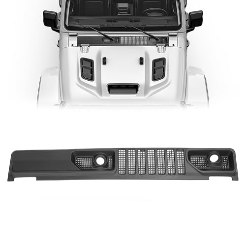 HECASA Front Windshield Wiper Cowl Panel Cover Compatible with 2018-2024 Jeep Wrangler 2020-2024 Jeep Gladiator Replacement for 68307260AC Window Wiper Cowl Panel Cover Vent Grille Plastic Black