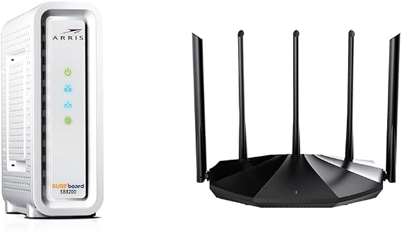 ARRIS Surfboard SB8200 DOCSIS 3.1 Cable Modem, Approved for Comcast Xfinity, Cox & Tenda WiFi 6 Router for Home, AX1500 Dual Band Gigabit Router for Wireless Internet, Long Range