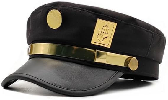 JJBA Anime cosplay,jojo's adventure Kujo Jotaro Cosplay Hat - Star Platinum Metal Badge Cap, Anime Convention Costume
