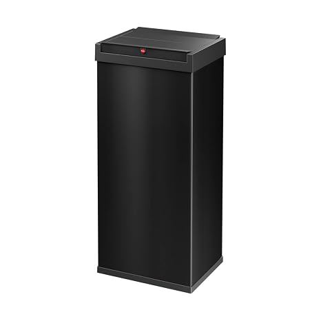 Hailo Big-Box Swing XL Waste bin | 1 x 52 liters / 11.4 gallons | Self-Closing Swing lid | Steel Sheet | Bin Liner Clamping Frame | Waste bin Kitchen Rectangular | Made in Germany | Black 0860-241