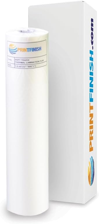 Printfinish Soft Touch Matte Laminating Film Roll - Velvet Finish Thermal Lamination Film - Scratch & Fingerprint Resistant PET Roll for Business Cards & Brochures - 12" x 500" x 1" Core | Velvet Finish Thermal Lamination Film - Scratch & Fingerprint Resistant PET Roll for Business Cards & Brochures