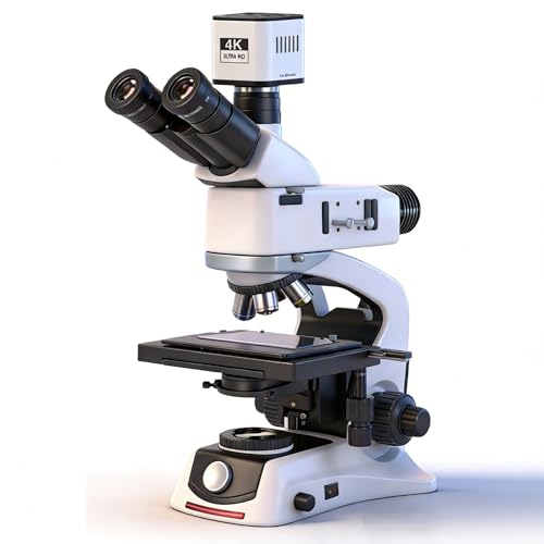 Infinity-Corrected Polarizing Metallurgical EPI Reflected Illumination Vabiooth Trinocular Microscope 50X-500X Mag, 4K Camera with Software, Infinity Achromatic Objectives,3-Layer Mechanical Stage