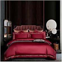 ADovz New 1200TC Egyptian Cotton Bedding Sets 106''x90''and 90'x90''US Size Duvet Cover Fitted Sheet Elastic Linen Pillowcase 4/6pcs,Bed Sheets, Rojo, FH-762