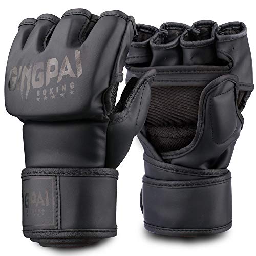 GINGPAI Half Training Boxing Mitts Gloves for Men Women, Training Gloves, Sparring Gloves for Punching Bag, Kickboxing, Muay Thai, MMA,