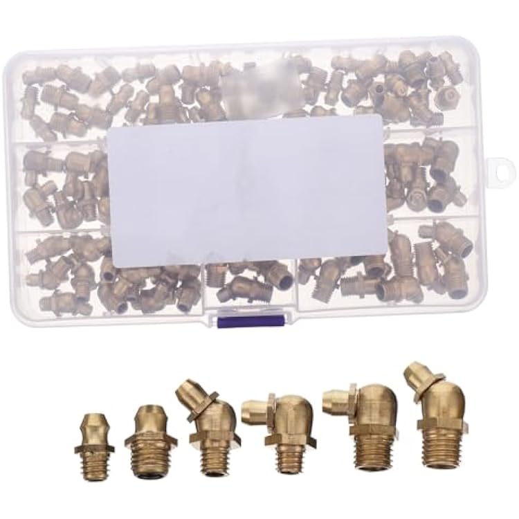 GLEAVI Grease Nipple Fittings Assortment Copper Grease Fitting Kit Zerk for Automotive Organized in Sturdy Box