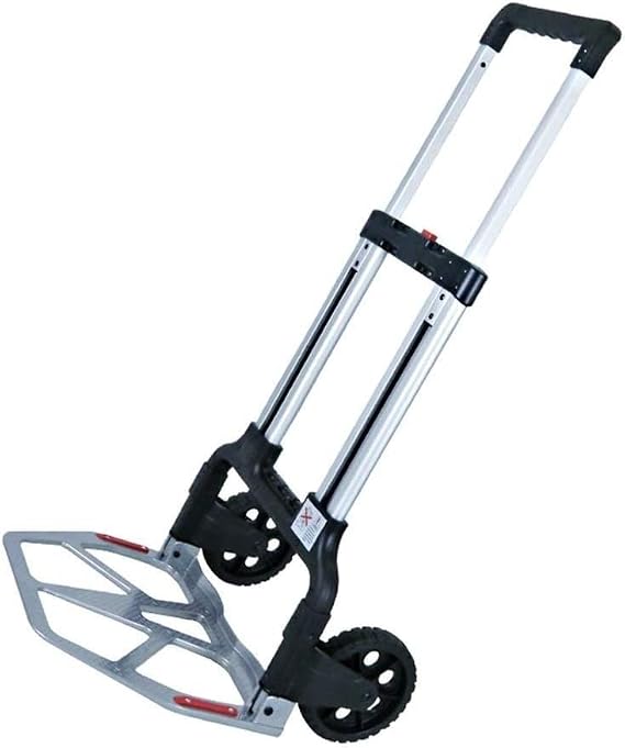 Multi-Function Shopping Cart Luggage Cart Aluminum Cart Mute Trolley Folding Van Pull Truck Portable Two Rounds Trolley Load 125 Kg Storage Hand Trucks