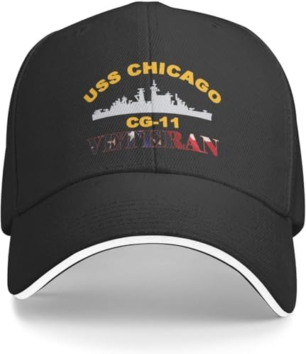 USS Chicago Cg-11 Unisex Jeans Caps Baseball Cap Sandwich Caps Navy Blue