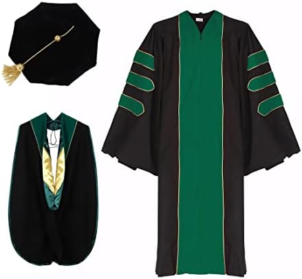 Ariro Unisex Deluxe Doctoral Graduation Gown and Doctoral Hood 8 Sided Tam Package