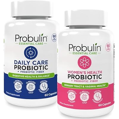 Probulin Womens  Daily Care Probiotic Bundle Digestive, Vaginal & Immune Health Support 2-Pack, Vegan, 10 & 20 Billion CFU, 60 Count Each