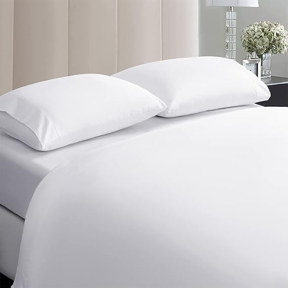 100% Egyptian Cotton Sheets King Size,1000 Thread Count Luxury Heavy Bed Sheets Set,Very Smooth Soft with 17" Deep Pocket Sheets 4-Pc Sets (Pearl White, King)