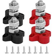 12v Terminal Block, 3/8" Single Stud Battery Junction Posts Block Heavy-Duty Stainless Steel Power Distribution Block Kit - 2 Pairs