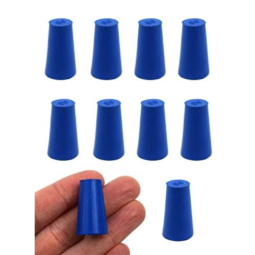 EISCO 10PK Neoprene Stoppers, Solid - ASTM - Size: #00-10mm Bottom, 15mm Top, 25mm Length - Suitable for use with Petroleum, Oils & Most Inorganic Acids and Bases