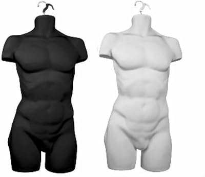PS-M36WH_3Units ROXY DISPLAY Half Round Plastic Male Mannequin White 3 Units in 1 Set