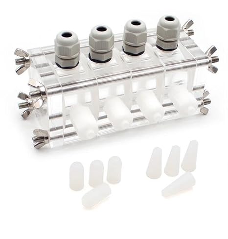 56ML 4-Chamber Hydrogen Fuel Cell Microbial Fuel Mini Electrolyzer Quick Connect Reactor Clampable Proton Membrane MFC 4x14ML