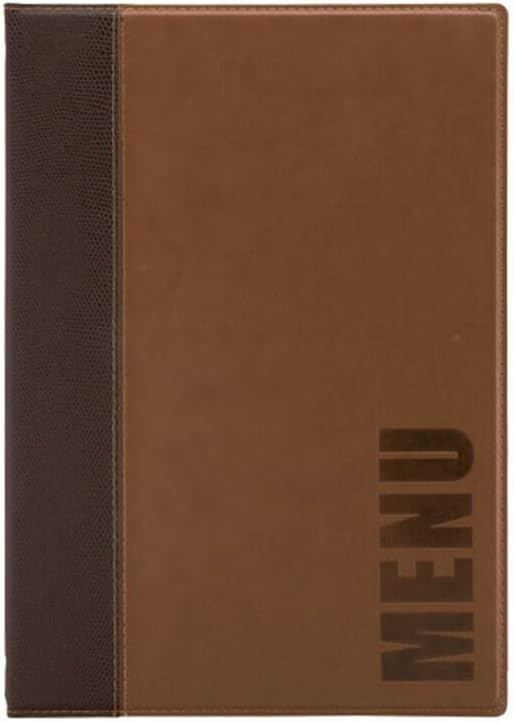 Securit Trendy Range A4 Menu Holder with 1 Double Insert Light Brown 4 pages included - Holds up to 40 pages - For cafes bars restaurants