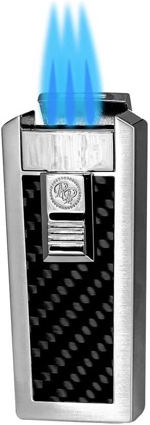 Rocky Patel CFO Triple Torch Lighter - Silver and Black