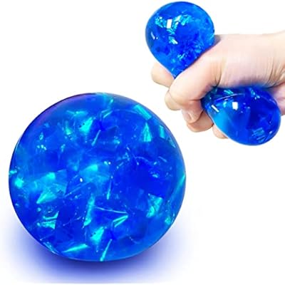 Blue Squishy Glitter Stress Balls for Kids and Adults - Stretch Stress Relief Squishy Ball, Pull and Squeeze - Squish Dough Ball Fidget Toys for Easter Basket Stuffers and Party Favors