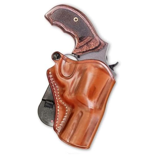 Masc Premium Leather OWB Paddle Holster Open Top Fits Defender 856 .38 Special 6-Shot 3 Barrel, Right-Hand Draw, Brown #1603#