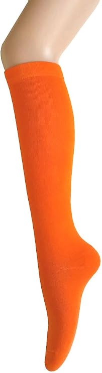 Triple M Plus Women Knee High plain Socks. Orange 5-10